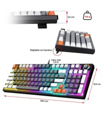 Clavier Gamer Filaire SPIRIT OF GAMER XPERT K350 RGB Switch Marron - Gris