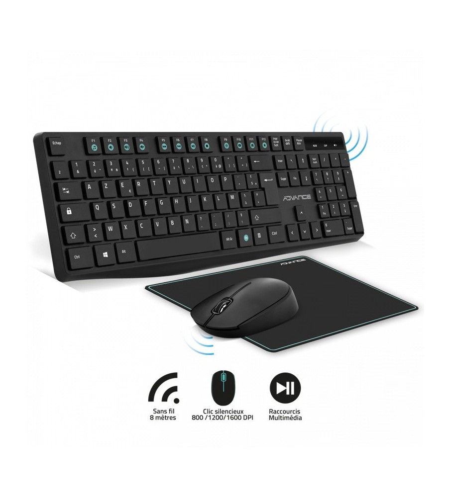 Ensemble Sans fil ELITE ADVANCE CLS-7100RF Clavier + Souris + Tapis / Noir