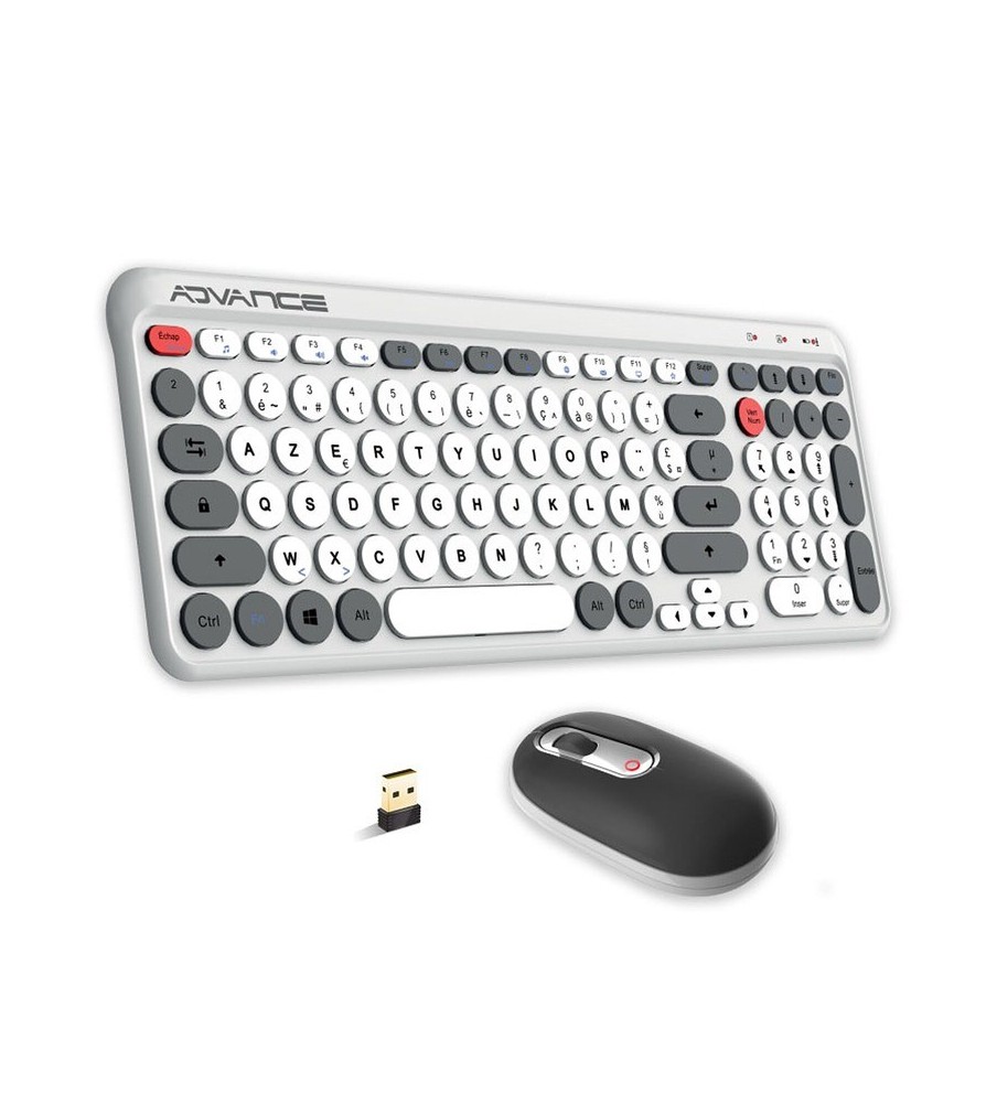 Ensemble Clavier et Souris Sans Fil Advance ERGOSTYLE / Blanc