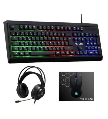 Pack Gaming 4en1 The G-Lab Combo Barium EX clavier + souris + tapis + casque