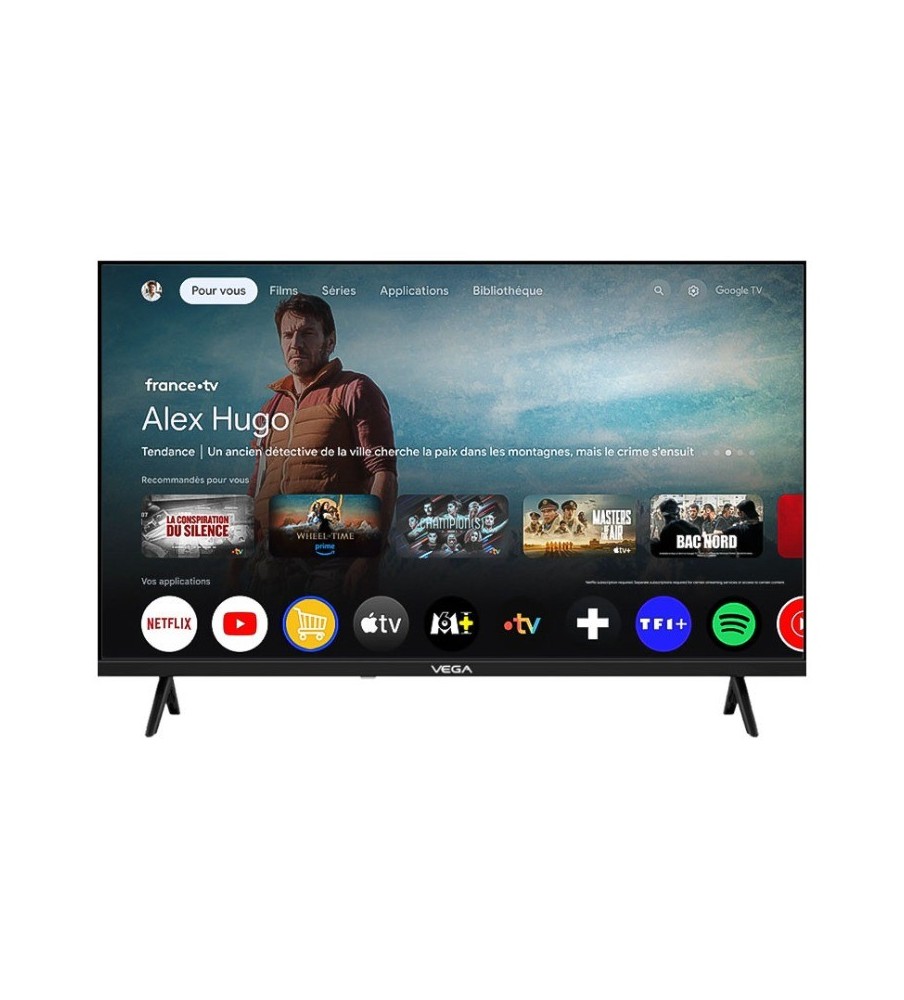 Tv VEGA 50" Smart Qled UHD 4K Avec Récepteur Intégré - Noir
