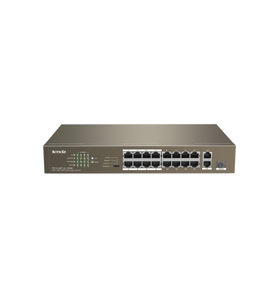 Switch de bureau TENDA TEF1118P-16-150W 16FE+2GE/1SFP avec PoE 16 ports