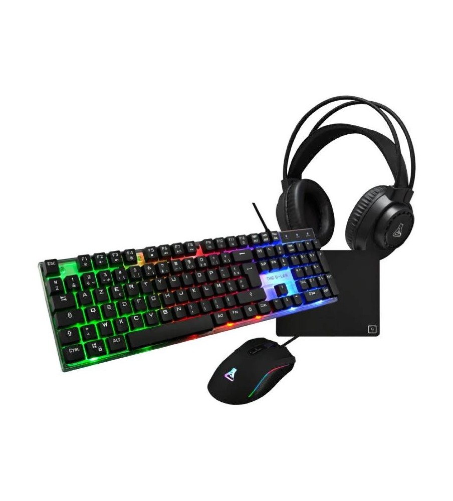 Pack Gaming G-LAB COMBO NEON 4 en 1 - Noir ( clavier + souris + tapis + casque )