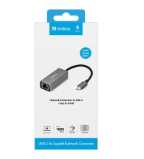 Adaptateur réseau SANDBERG USB Type-C vers RJ45 - Inox