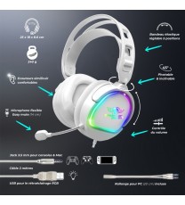 Micro Casque Gamer Filaire SPIRIT OF GAMER PRO H6 ARTIC RGB - Blanc