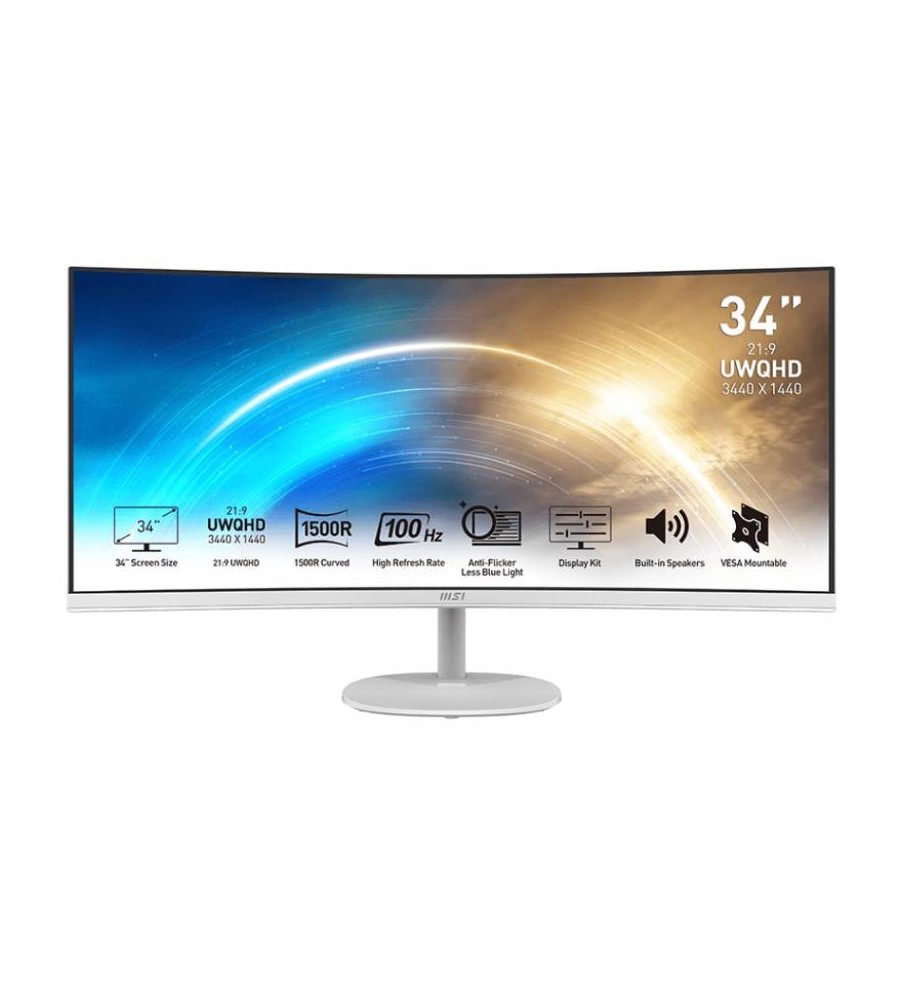 Ecran MSI Pro MP341CQW 34'' UWQHD Incurvé 100 Hz - Blanc